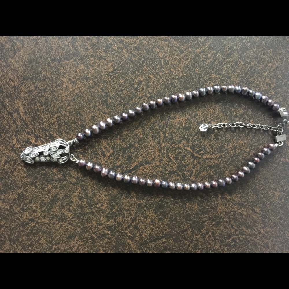 Beaded genuine crystal necklace purple